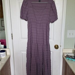 SHEIN Lavender Puff-Sleeve Square Neck Maxi Dress